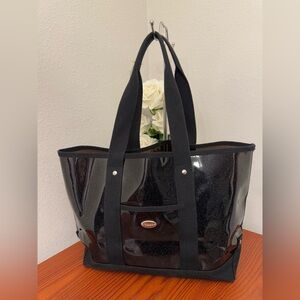 Coach Fragrance Tote bag metallic silver black travel overnight large purse